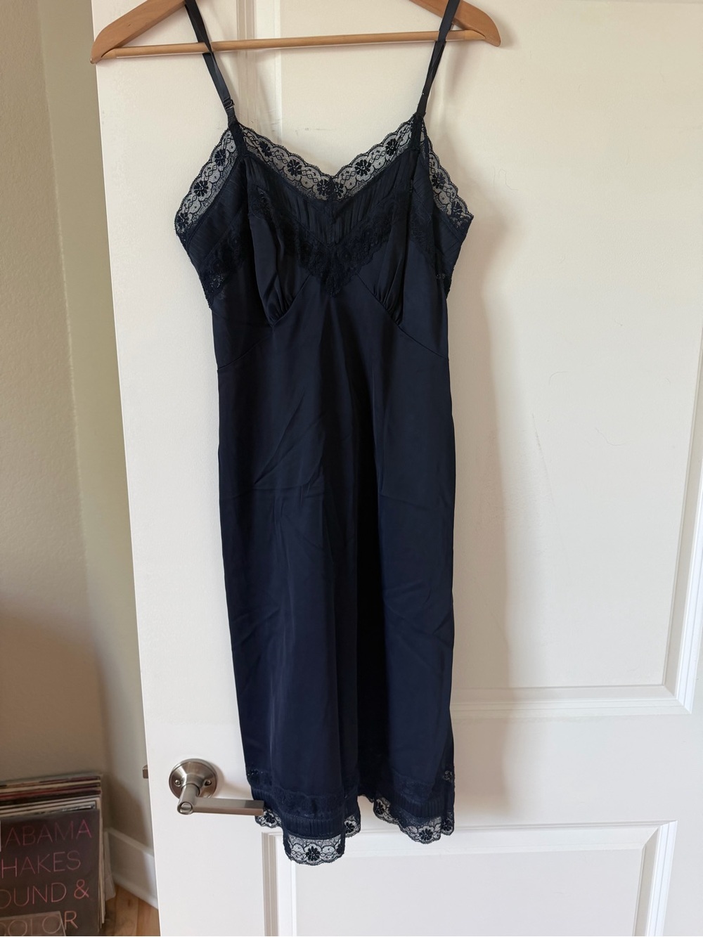 Navy Lace Trim Slip Dress